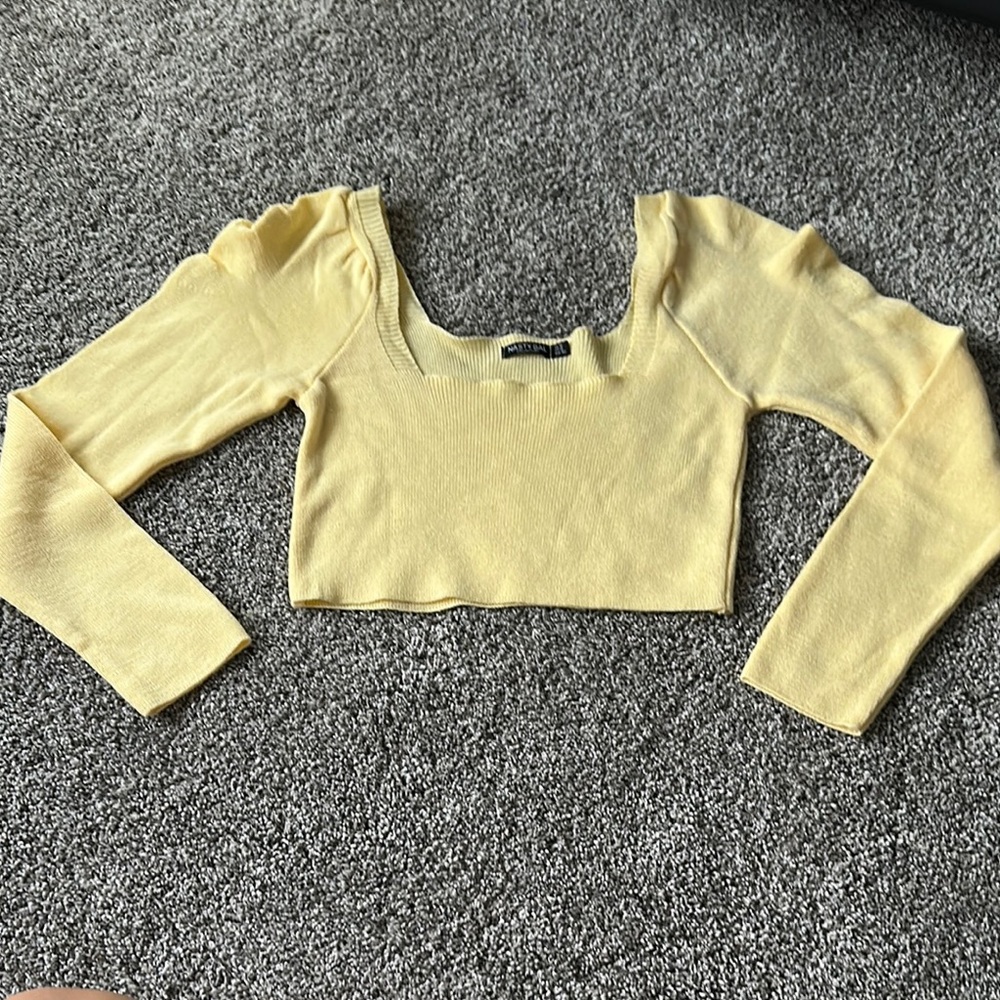 Nasty Gal Yellow Cap Sleeve Crop Knit